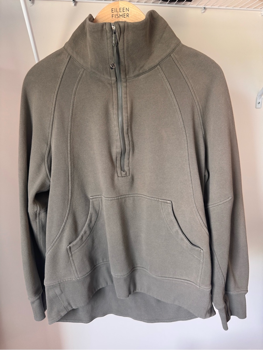 Lululemon Scuba Oversized Funnel Neck Half Zip Olive Green Pullover Sweatshirt